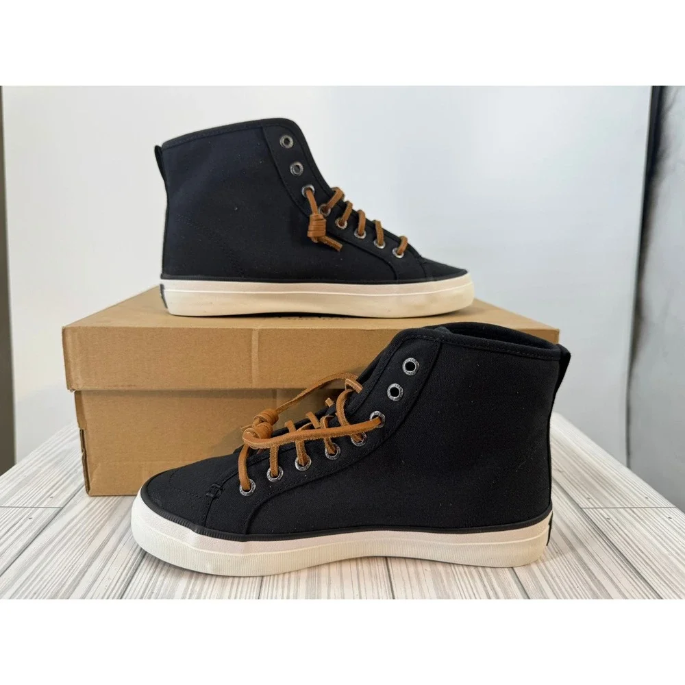 Sperry Crest High Top Seacycled Top Sider Black Canvas Sneakers Women's Size‎ 6